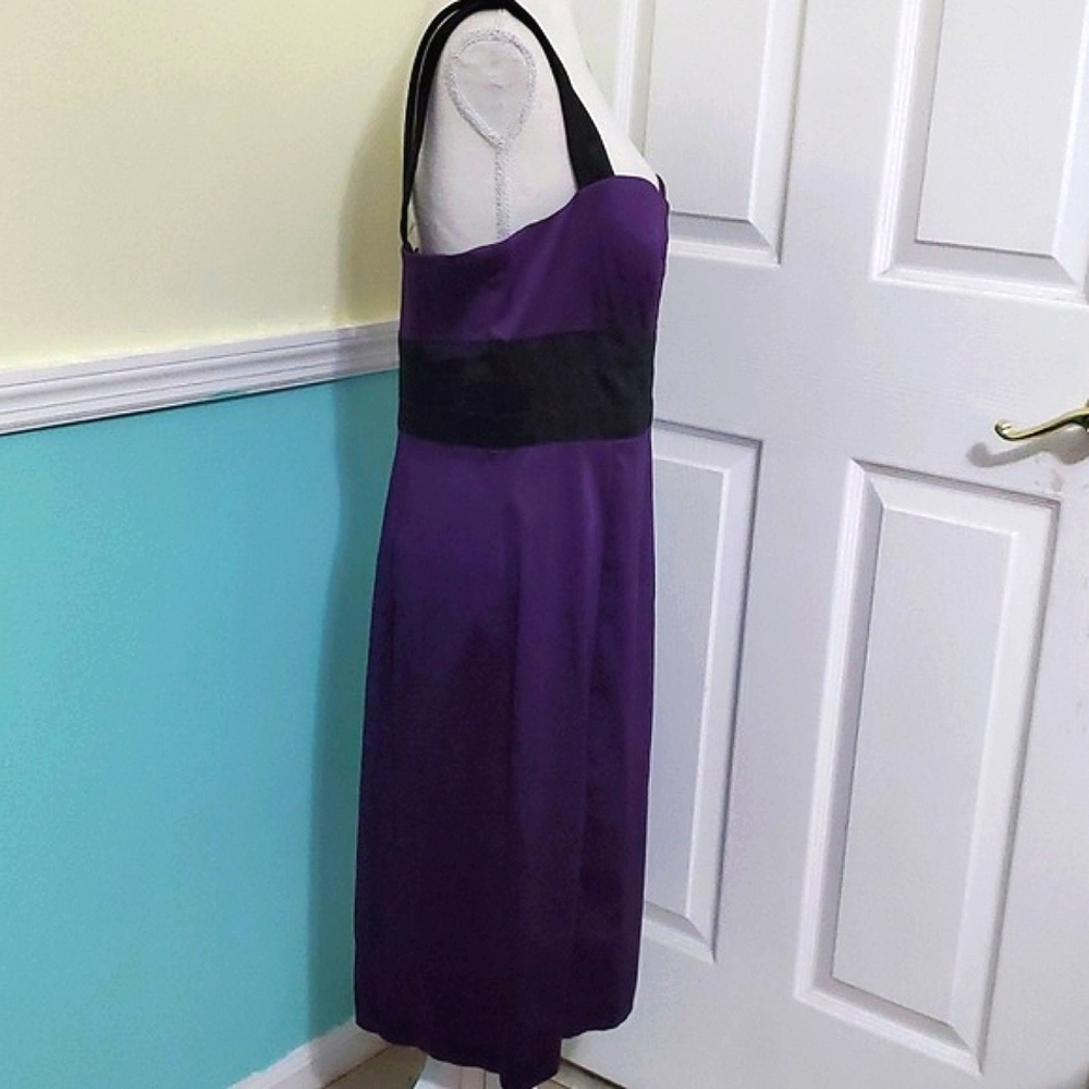 Democracy Purple & Black Pleated Waist Sheath Mini Dress 14 Party Wedding - Picture 5 of 11